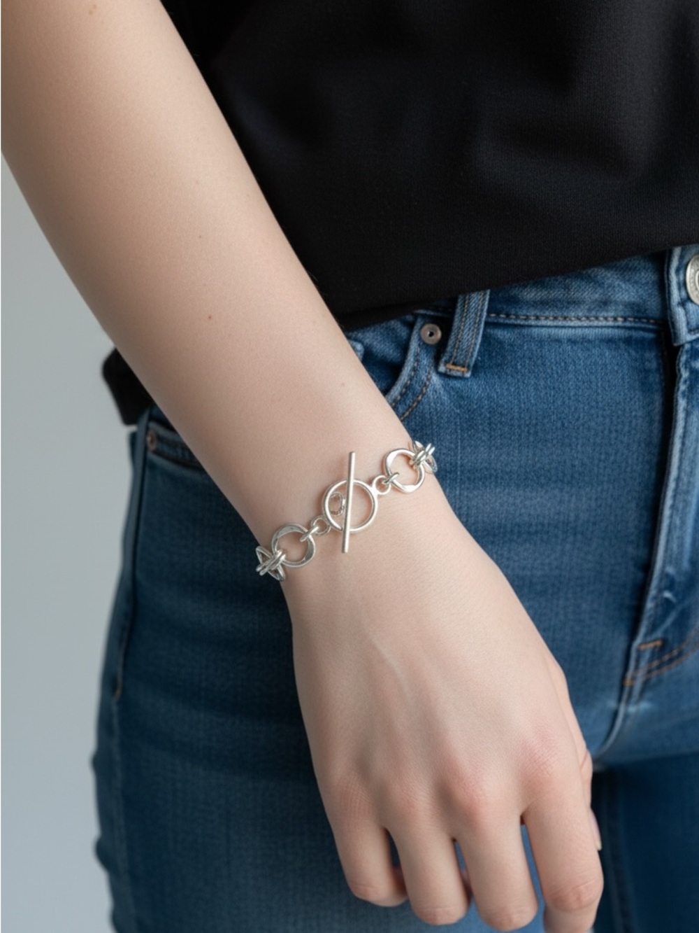 10/23 Sterling Silver Toggle Link Bracelet - Elegant Women's Jewelry